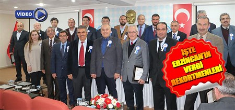 Erzincan da Vergi Rekortmenleri Teşekk&uuml;r Belgelerini Aldılar